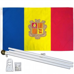 Andorra 3' x 5' Polyester Flag, Pole and Mount