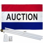 Auction Patriotic 3' x 5' Polyester Flag, Pole and Mount