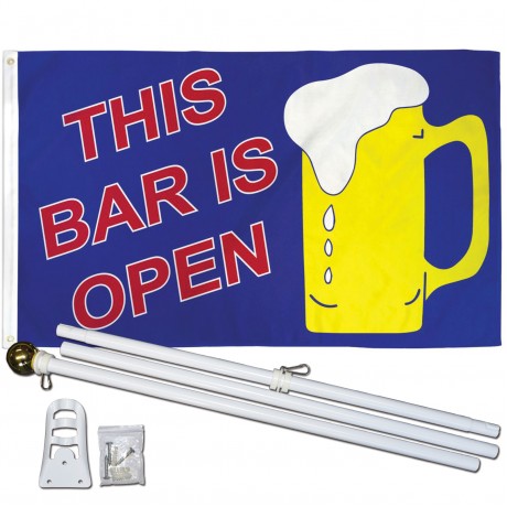 This Bar Is Open 3' x 5' Polyester Flag, Pole and Mount