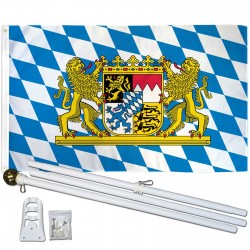 Bavaria with Lion 3' x 5' Polyester Flag, Pole and Mount
