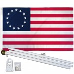 USA Historical Betsy Ross 3' x 5' Polyester Flag, Pole and Mount