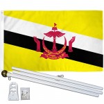 Brunei 3' x 5' Polyester Flag, Pole and Mount