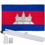 Cambodia 3' x 5' Polyester Flag, Pole and Mount