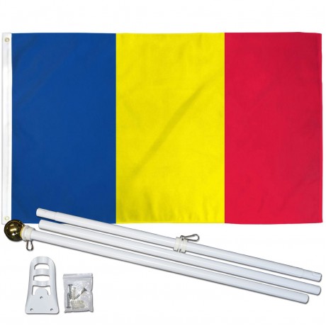 Chad 3' x 5' Polyester Flag, Pole and Mount
