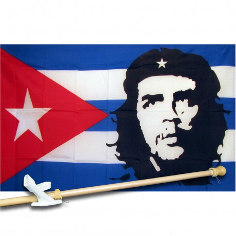 CHE GUEVARA CUBA 3' x 5'  Flag, Pole And Mount.