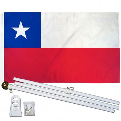 Chile 3' x 5' Polyester Flag, Pole and Mount