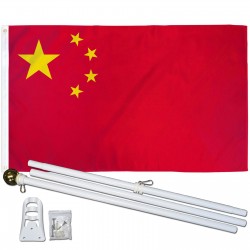 China 3' x 5' Polyester Flag, Pole and Mount