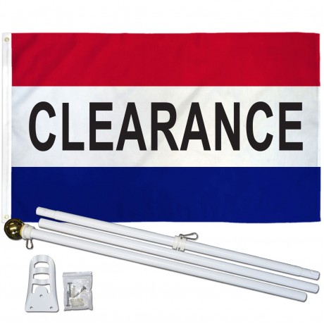 Clearance Patriotic 3' x 5' Polyester Flag, Pole and Mount
