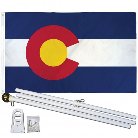 Colorado State 3' x 5' Polyester Flag, Pole and Mount