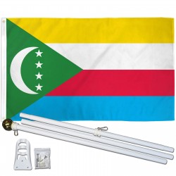 Comoros 3' x 5' Polyester Flag, Pole and Mount