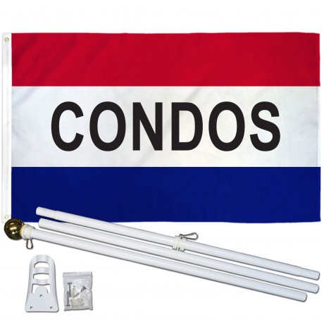 Condos Patriotic 3' x 5' Polyester Flag, Pole and Mount