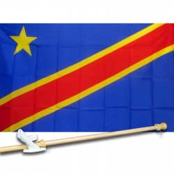 CONGO DEMO REP OLD COUNTRY 3' x 5'  Flag, Pole And Mount.