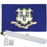 Connecticut State 3' x 5' Polyester Flag, Pole and Mount