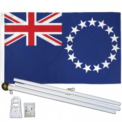 Cook Islands 3' x 5' Polyester Flag, Pole and Mount
