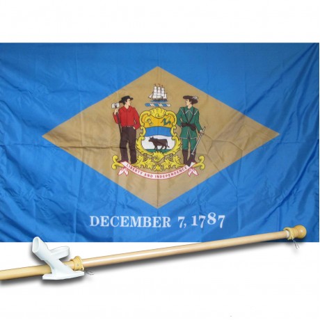 DELAWARE 3' x 5'  Flag, Pole And Mount.