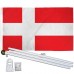Denmark 3' x 5' Polyester Flag, Pole and Mount
