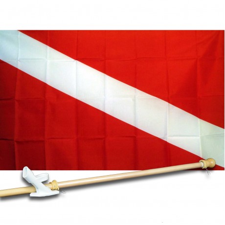 DIVER 3' x 5'  Flag, Pole And Mount.