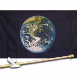EARTH  FROM THE MOON 3' x 5'  Flag, Pole And Mount.