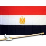 EGYPT COUNTRY 3' x 5'  Flag, Pole And Mount.