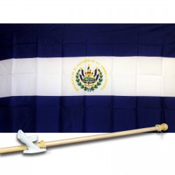 EL SALVADOR COUNTRY 3' x 5'  Flag, Pole And Mount.