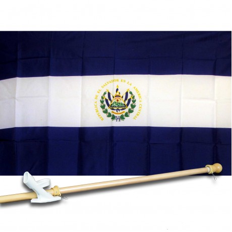EL SALVADOR COUNTRY 3' x 5'  Flag, Pole And Mount.