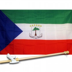 EQUATORIAL GUINEA COUNTRY 3' x 5'  Flag, Pole And Mount.
