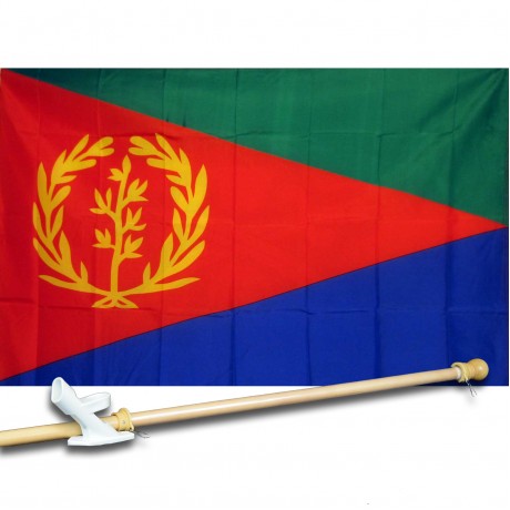 ERITREA COUNTRY 3' x 5'  Flag, Pole And Mount.