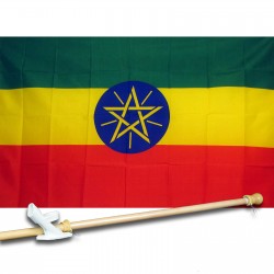 ETHIOPIA STAR COUNTRY 3' x 5'  Flag, Pole And Mount.