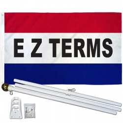 EZ Terms Patriotic 3' x 5' Polyester Flag, Pole and Mount