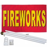 Fireworks Red 3' x 5' Polyester Flag, Pole and Mount