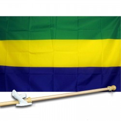 GABON COUNTRY 3' x 5'  Flag, Pole And Mount.