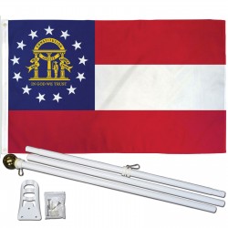Georgia State 3' x 5' Polyester Flag, Pole and Mount