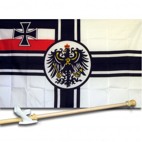 IMPERIAL GERMANY WW-I HIST. 3' x 5'  Flag, Pole And Mount.
