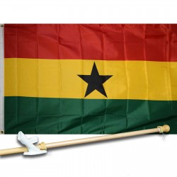 GHANA COUNTRY 3' x 5'  Flag, Pole And Mount.