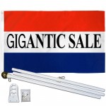 Gigantic Sale Patriotic 3' x 5' Polyester Flag, Pole and Mount