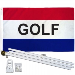 Golf Patriotic 3' x 5' Polyester Flag, Pole and Mount