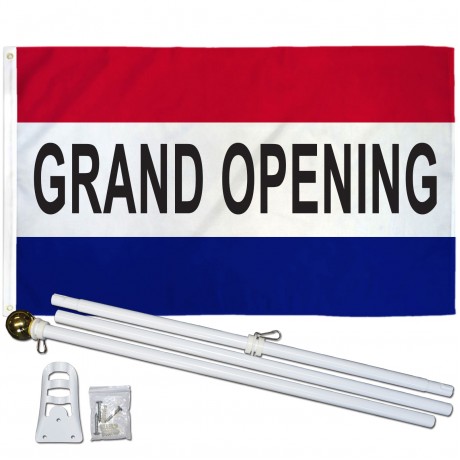 Grand Opening Patriotic 3' x 5' Polyester Flag, Pole and Mount