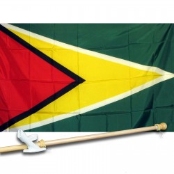 GUYANA COUNTRY 3' x 5'  Flag, Pole And Mount.