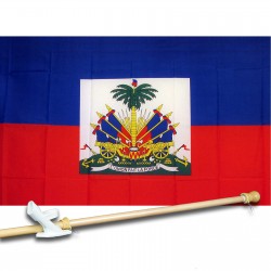HAITI COUNTRY 3' x 5'  Flag, Pole And Mount.