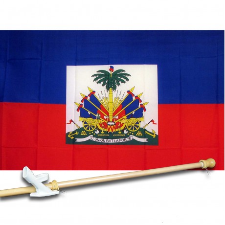 HAITI COUNTRY 3' x 5'  Flag, Pole And Mount.