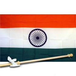 INDIA COUNTRY 3' x 5'  Flag, Pole And Mount.