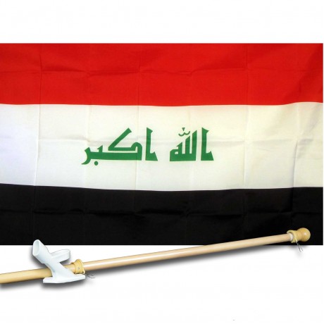 IRAQ PRESENT COUNTRY 3' x 5'  Flag, Pole And Mount.