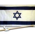 ISRAEL STAR O F DAVID 3' x 5'  Flag, Pole And Mount.