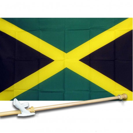 JAMAICA COUNTRY 3' x 5'  Flag, Pole And Mount.