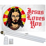 Jesus Loves You 3' x 5' Polyester Flag, Pole and Mount