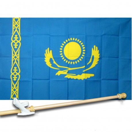 KAZAKSTAN COUNTRY 3' x 5'  Flag, Pole And Mount.