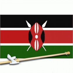 KENYA COUNTRY 3' x 5'  Flag, Pole And Mount.