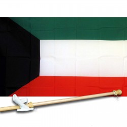 KUWAT COUNTRY 3' x 5'  Flag, Pole And Mount.