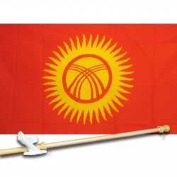 KYRGYZSTAN COUNTRY 3' x 5'  Flag, Pole And Mount.