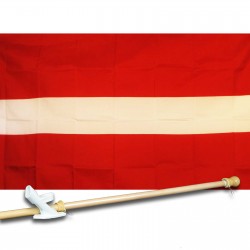 LATVIA COUNTRY 3' x 5'  Flag, Pole And Mount.